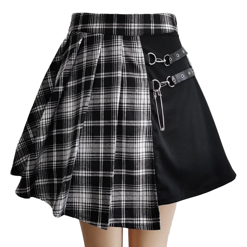 Mini-jupes décontractées à carreaux taille haute pour femmes