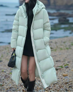 Manteau long et chaud d'hiver à capuche pour femme