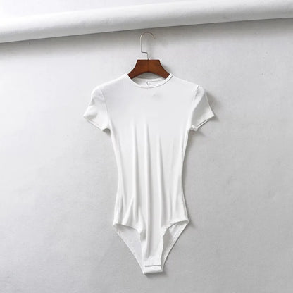 Body à manches courtes et col rond pour femme
