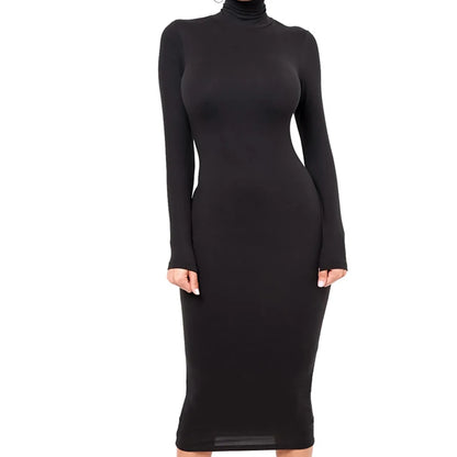 robe longue moulante à manches longues pour femmes