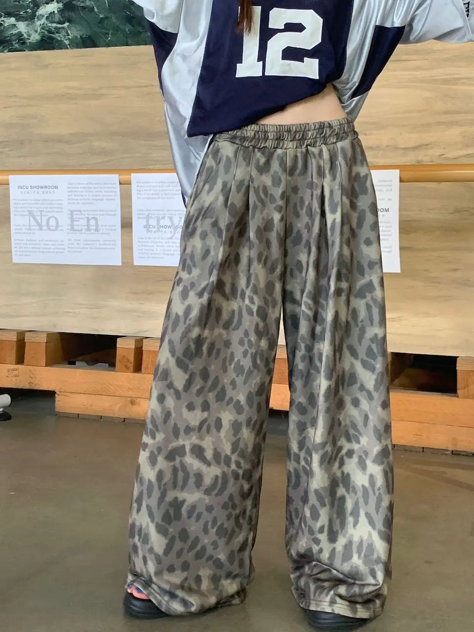 Pantalon large imprimé léopard pour femmes