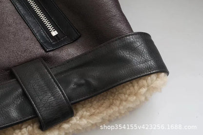 Veste en fourrure en cuir manteau court pour femmes