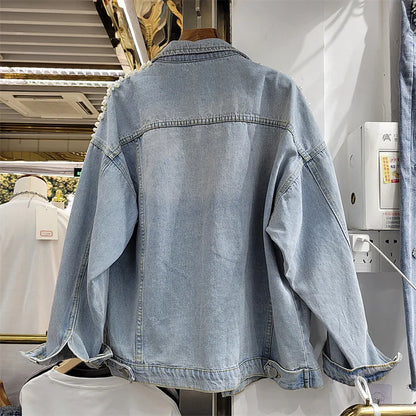 Veste en jean à trous tendance pour femme