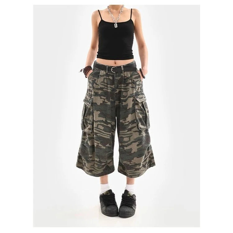 Pantalon court de camouflage rétro américain pour femme