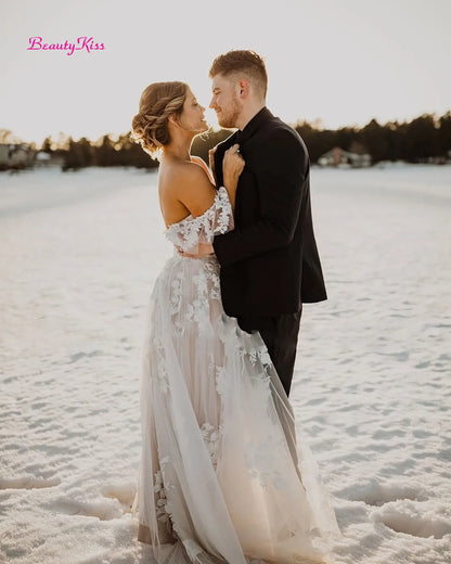 robes de mariée Boho hors de l'épaule grande taille