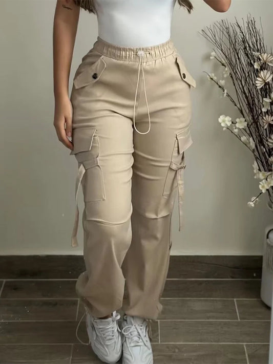 Pantalon cargo taille haute pour femme