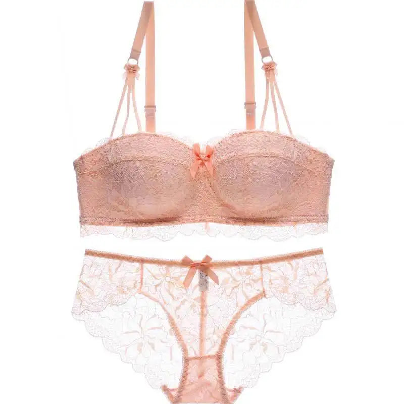 Ensemble de Lingerie Soutien-gorge Push Up et culotte en dentelle Floral évider