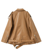 Veste avec ceinture ample fermeture éclair en Faux cuir pour femmes