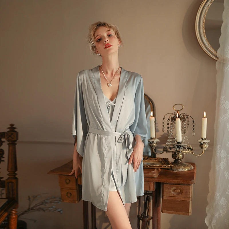 Ensemble de vêtements de nuit sexy en dentelle pour femmes, chemise de nuit à bretelles, dos ouvert