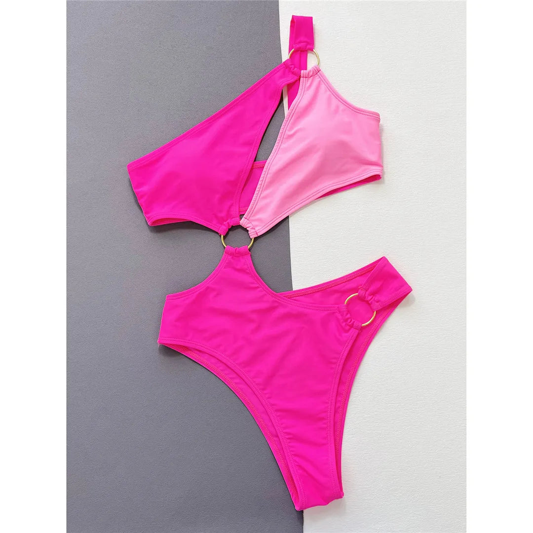 Maillot de bain une pièce asymétrique à une épaule pour femme