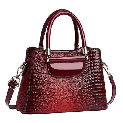 Sac à bandoulière en cuir brillant à motif pierre pour femmes