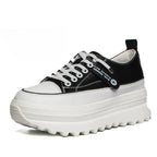 Baskets à semelles à plateforme  6 cm en cuir véritable pour femmes