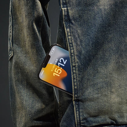 Veste en jean vintage à coutures châles pour hommes