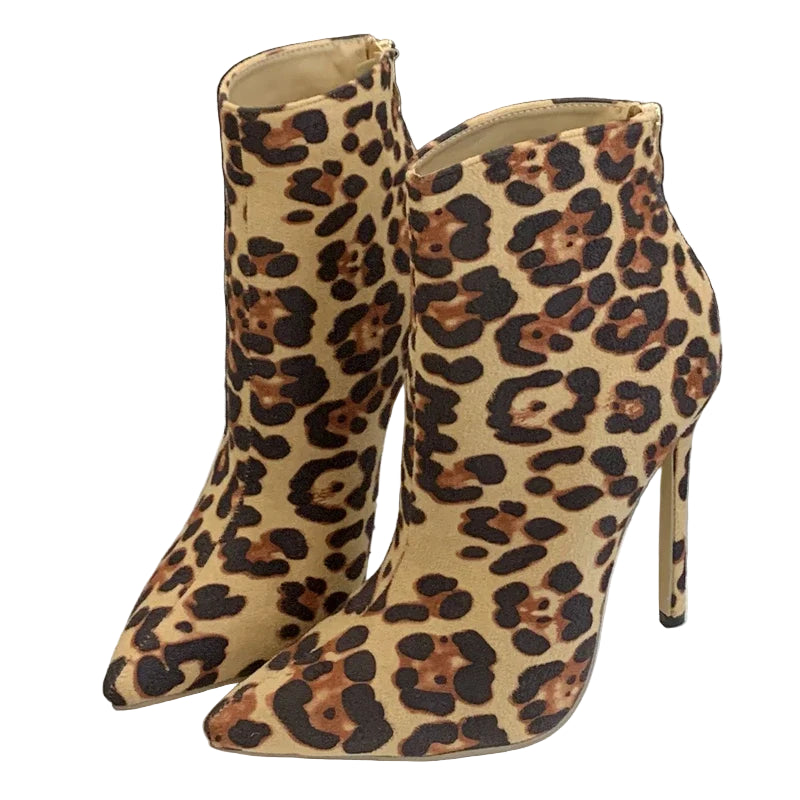 Bottines léopard bout pointu pour femmes