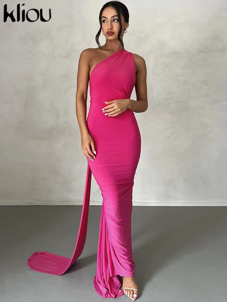 Robe longue pour femmes col incliné