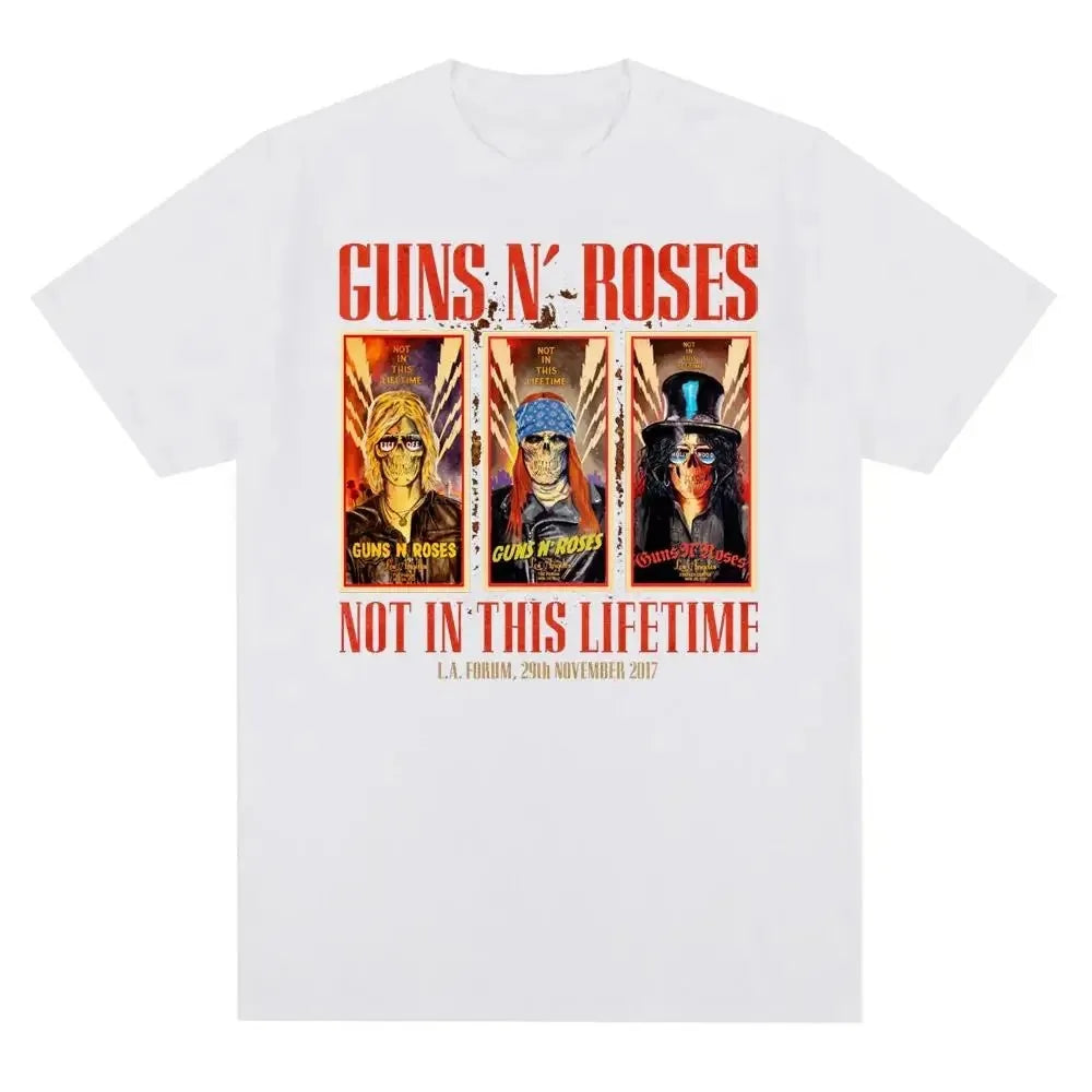 T-shirt noir femmes GUN N ROSES imprimé coton T-shirt à manches courtes