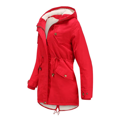 Vestes épaisses pour femme, parka à capuche avec fermeture éclair, manteaux polaires solides, chauds