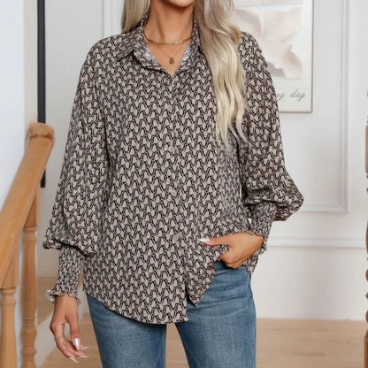 Chemise à simple boutonnage pour femme, chemise couvertes géométrique