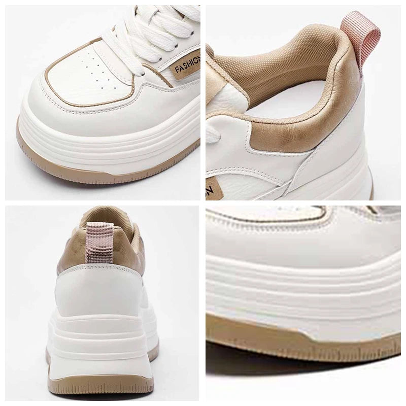 Basket à lacets en cuir de vache véritable pour femmes