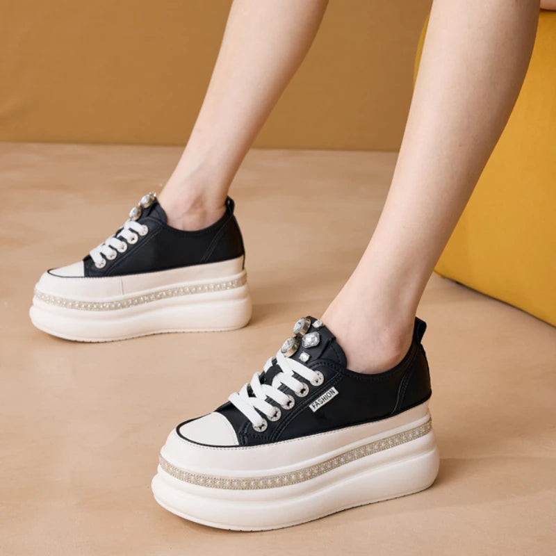 Baskets à semelle compensée en microcarence pour femmes