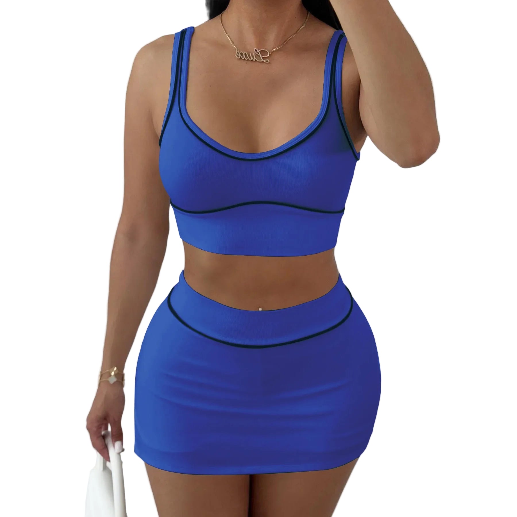 Ensemble deux pièces côtelé pour femmes