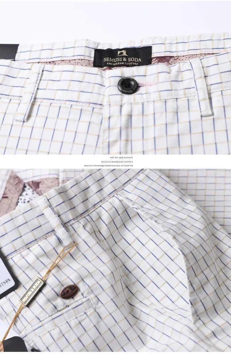 Pantalon d'été fin à carreaux pour hommes