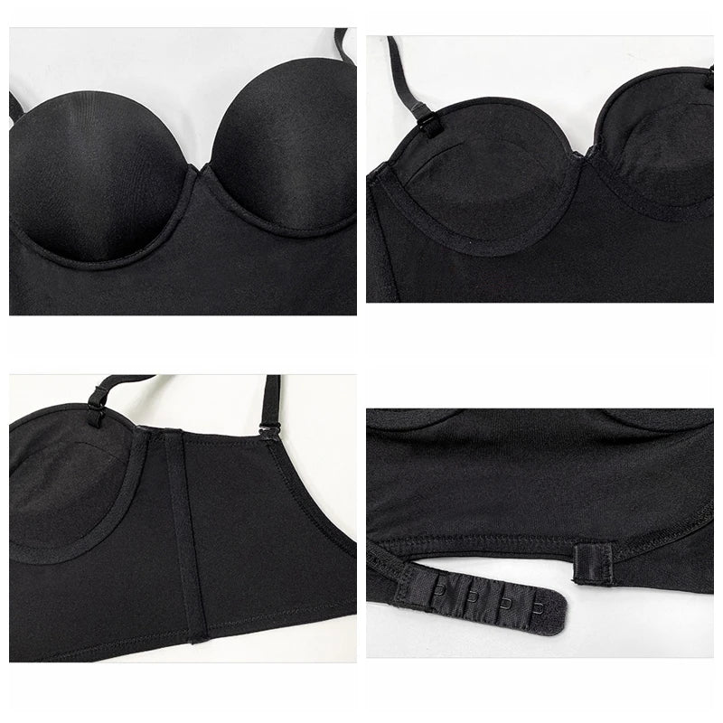 Soutien-gorge Push Up et culotte pour femmes Invisible dos nu deux pièces débardeur Brasier