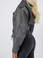 Veste vintage zip similicuir pour femmes