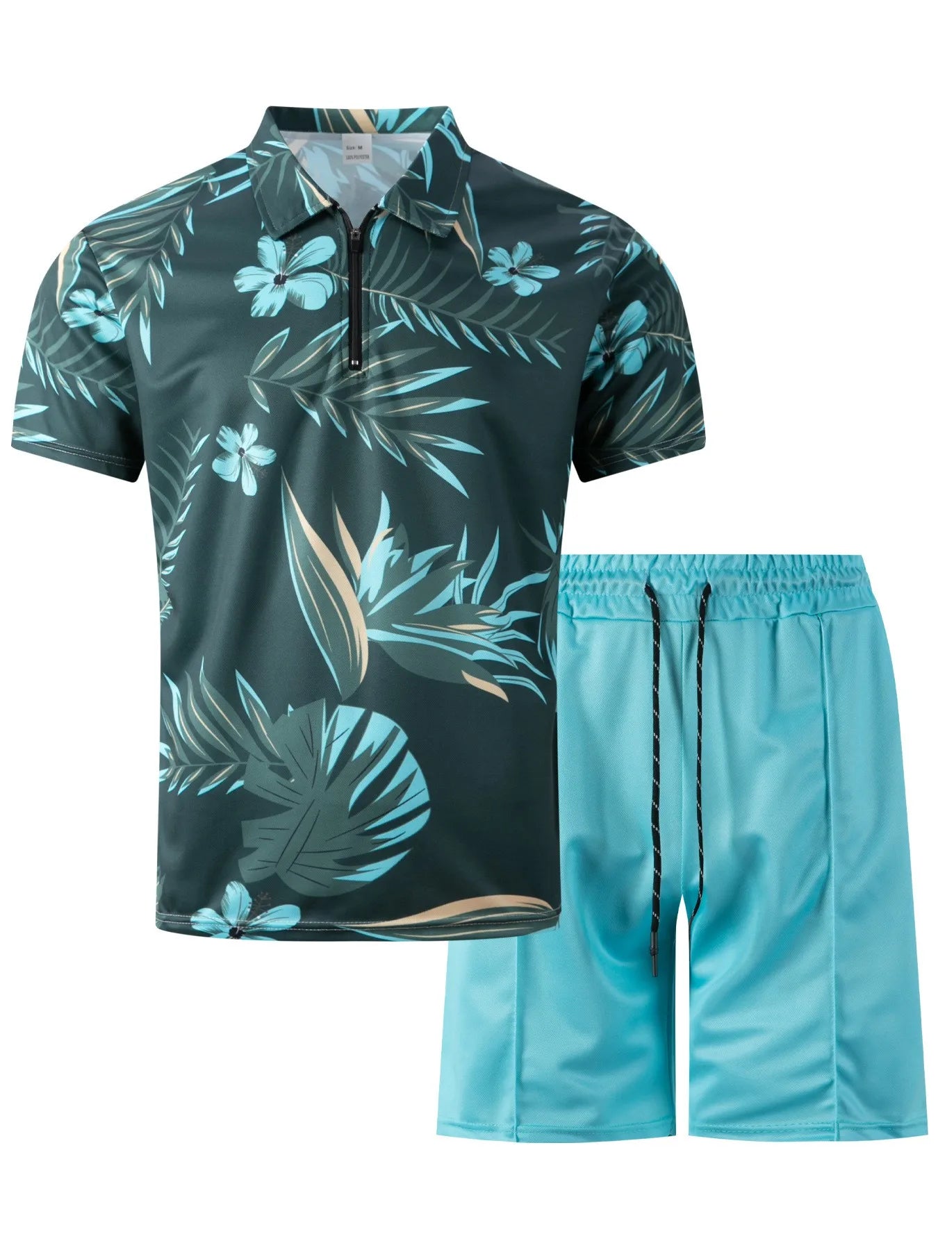 Ensemble de plage décontracté à manches courtes et fermeture éclair pour hommes