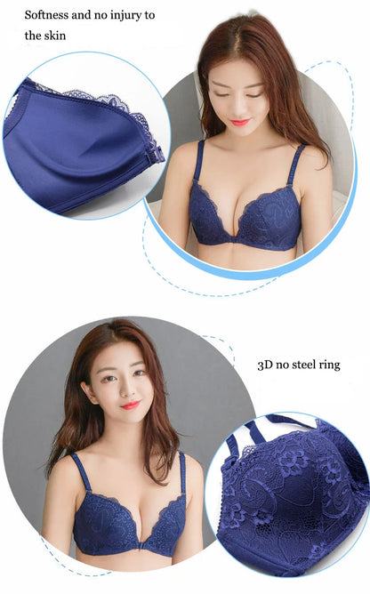 Soutien-gorge push-up en dentelle sexy sans fil pour femme