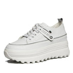 Baskets à semelles à plateforme  6 cm en cuir véritable pour femmes