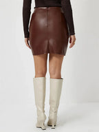 Jupe en cuir PU pour femmes