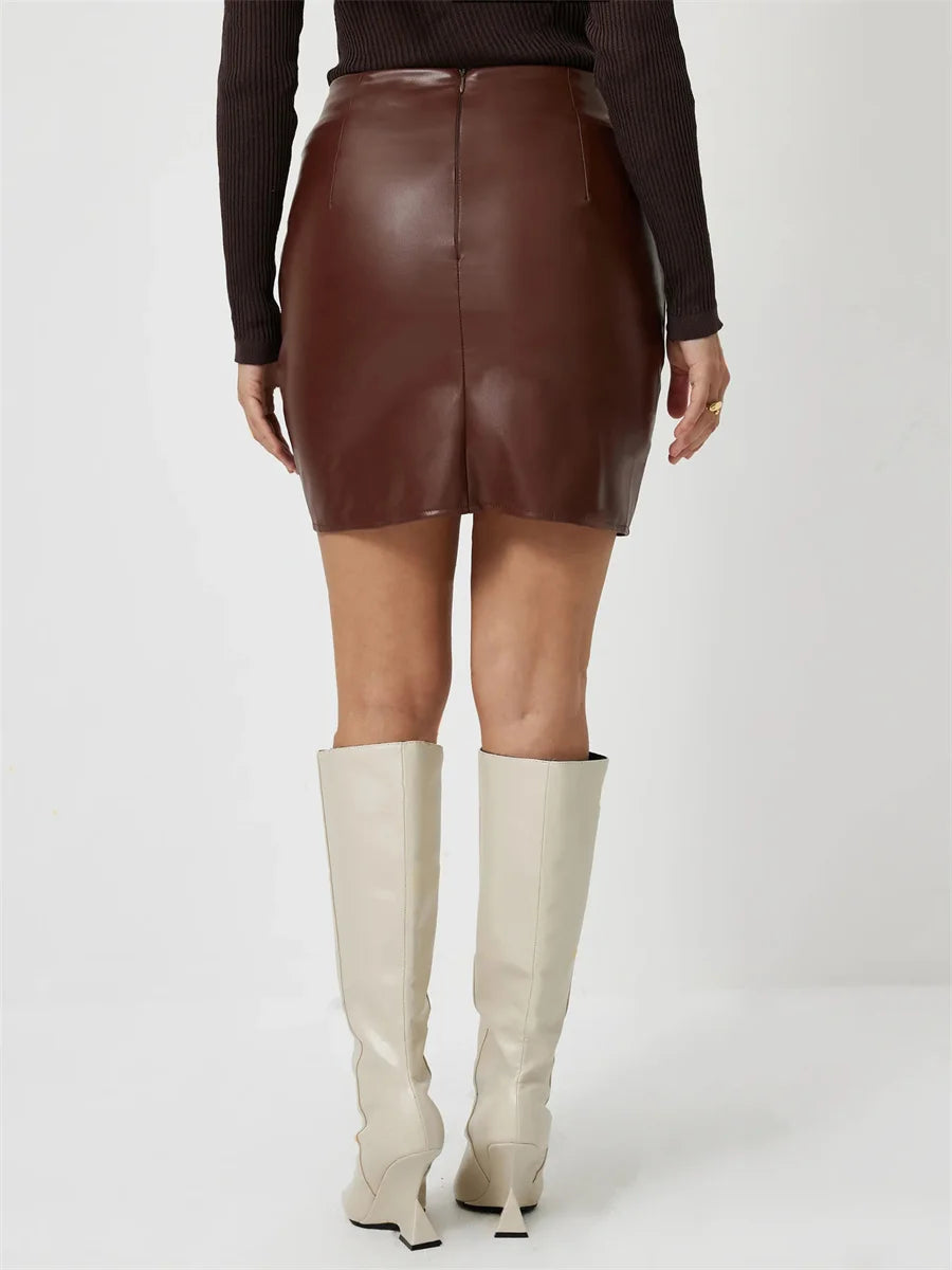 Jupe en cuir PU pour femmes
