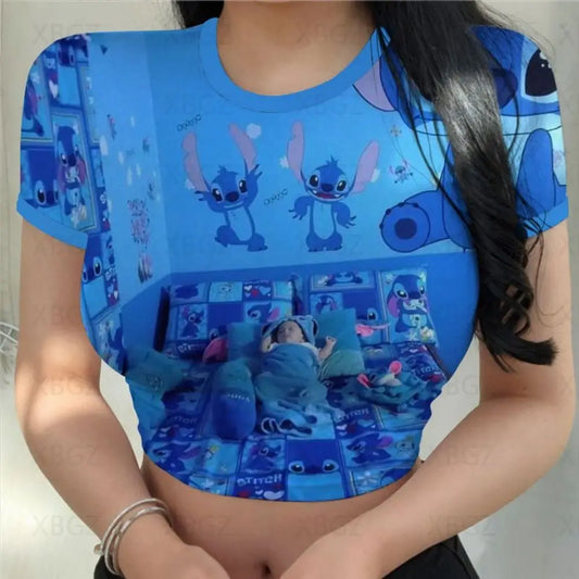 T-shirt Disney stitch  pour femmes haut court