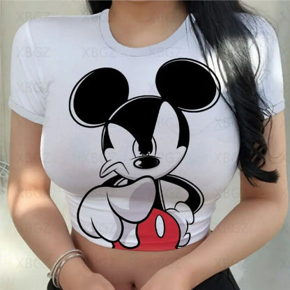 T-shirt Disney Mickey pour femmes haut court