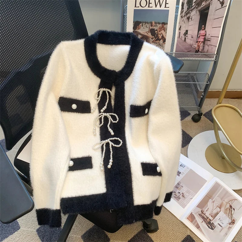 Cardigan pour femmes à manches longues haut col en o