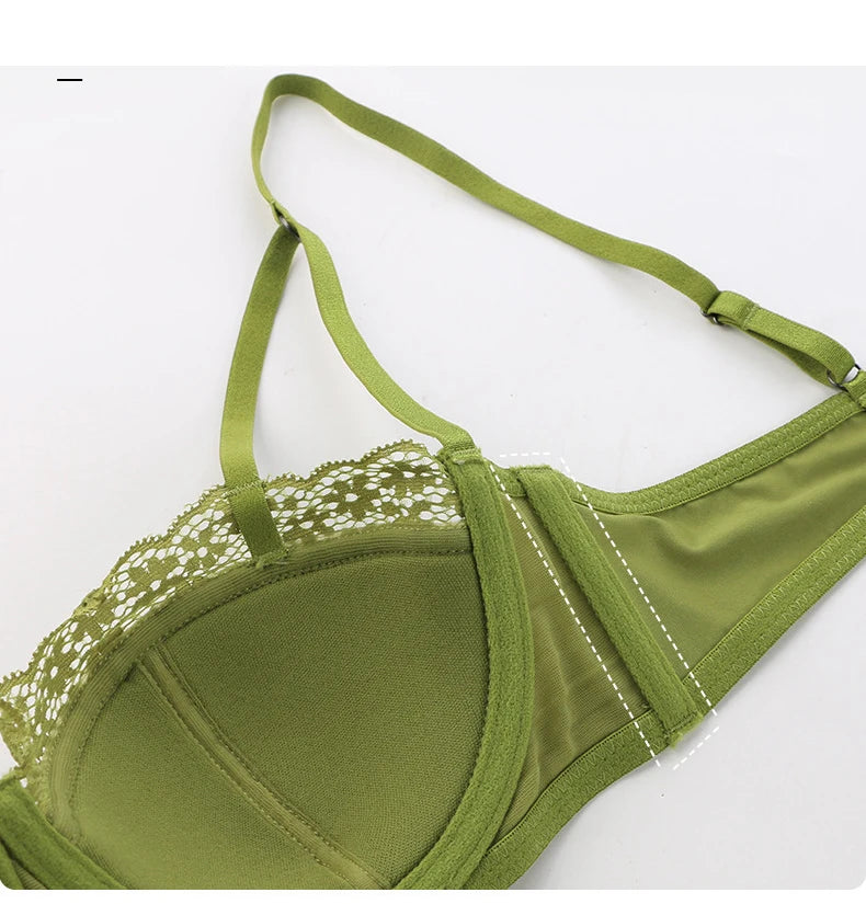 Ensemble de soutien-gorge Ultra-fin en dentelle, sous-vêtements d'épissure en Satin de soie française