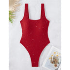 Maillot de bain une pièce dos nu à paillettes scintillantes pour femmes