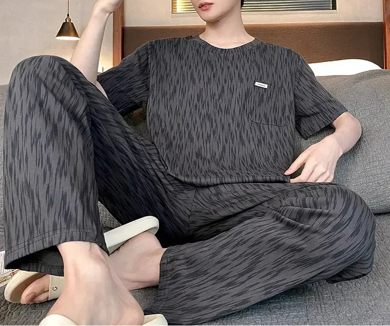 Pyjama d'été en coton tricoté pour hommes