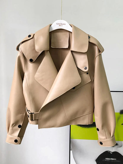 Veste en Faux cuir souple pour femmes en cuir PU