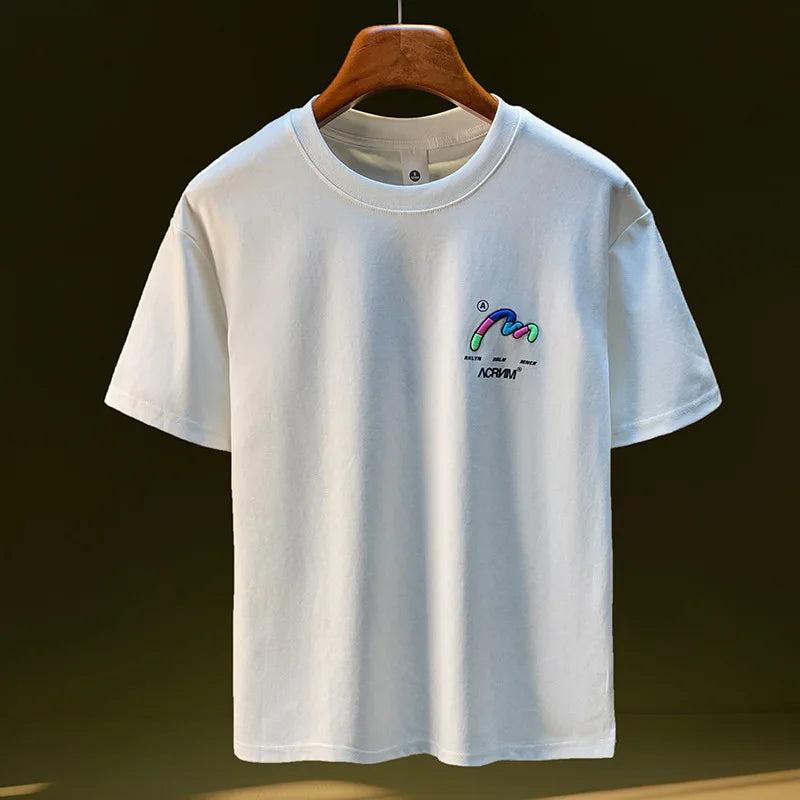 T-shirt à manches courtes imprimé brodé pour hommes