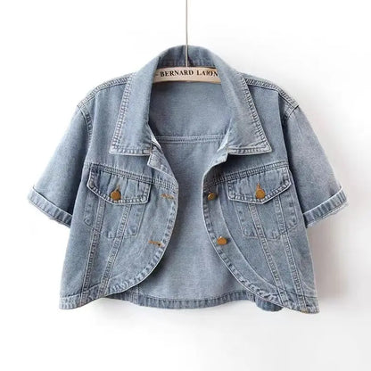 Veste en jean rose à manches courtes pour femmes