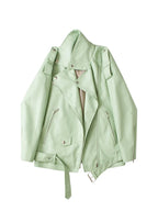 Veste avec ceinture ample fermeture éclair en Faux cuir pour femmes