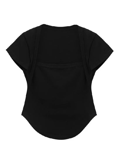 Tops à col en V pour femme, coupe basse sexy