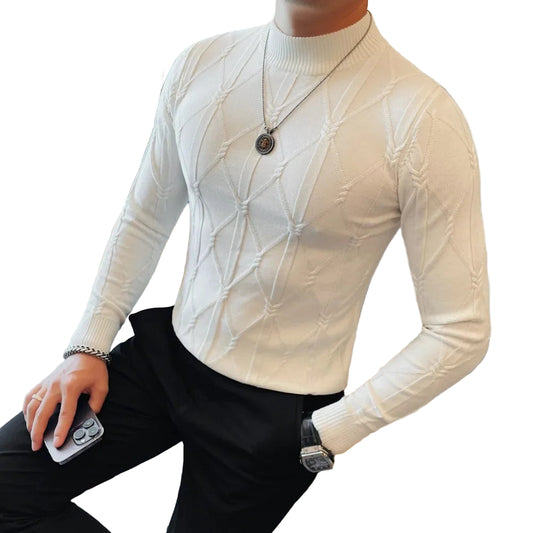 Pull Jacquard à col semi-haut pour hommes