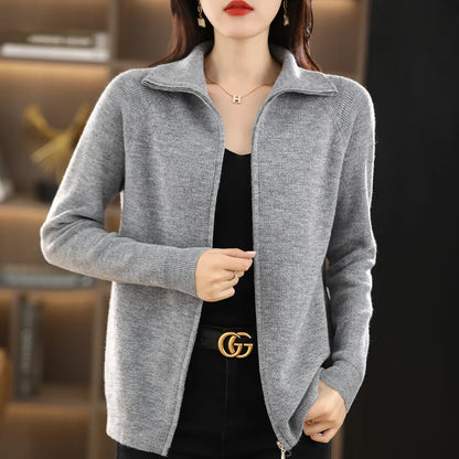 Cardigan tricoté à revers pour femme