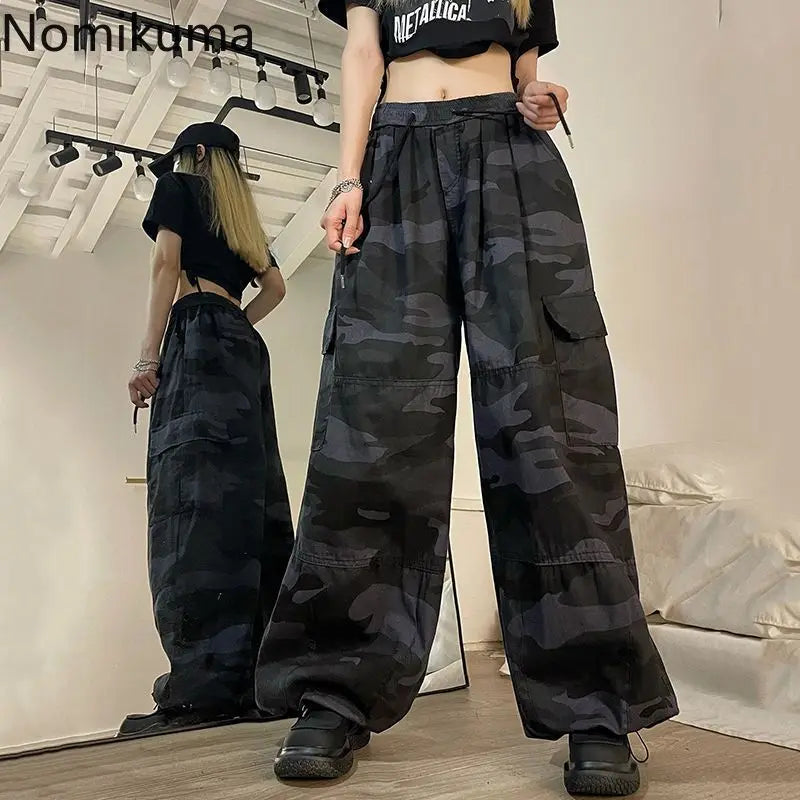 Pantalon cargo camouflage hip-hop vintage pour femme