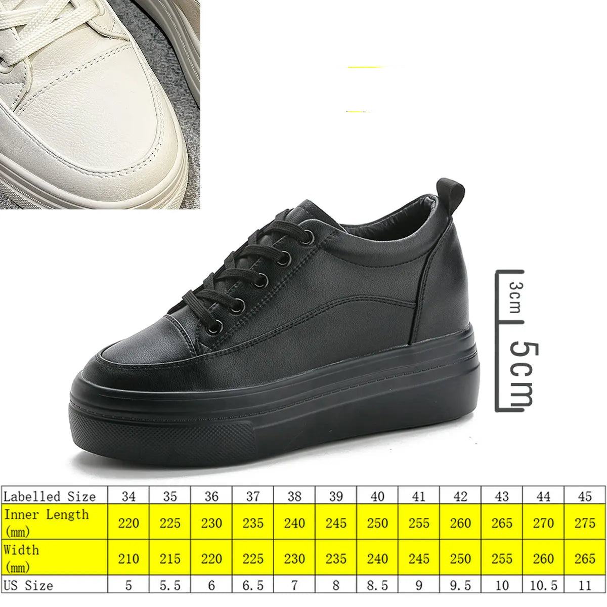 Baskets en cuir véritable pour femmes