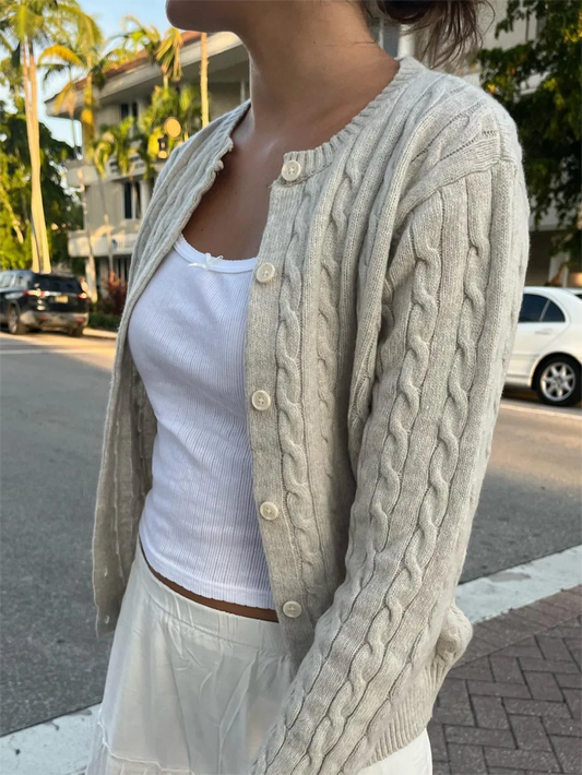 Cardigan Chic à fleurs torsadées pour femme