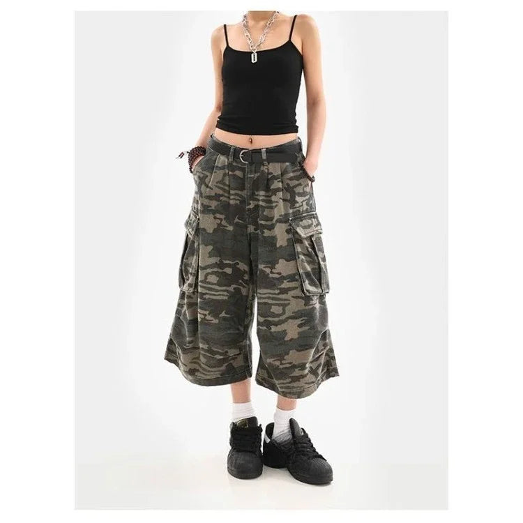 Pantalon court de camouflage rétro américain pour femme